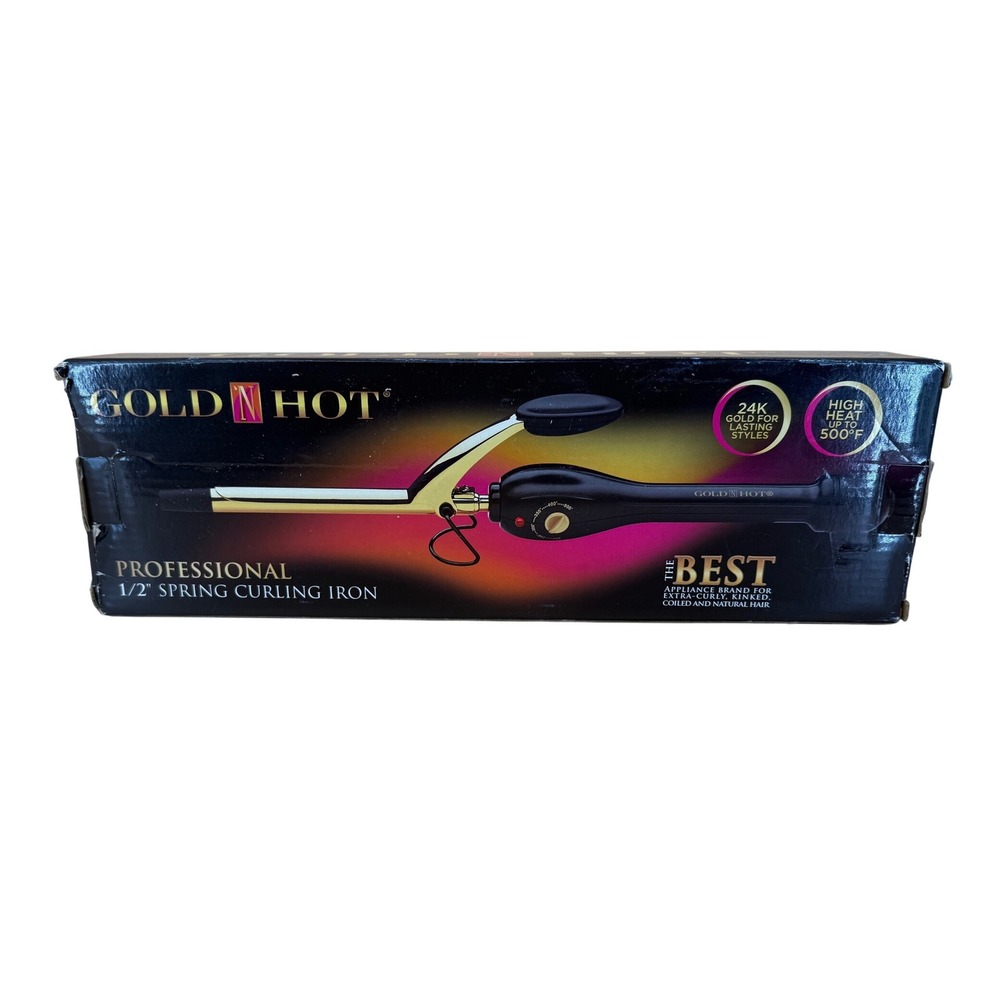 Gold N Hot Professional 1/2 Inch Spring Curling Iron Gold Black Good 24K Gold